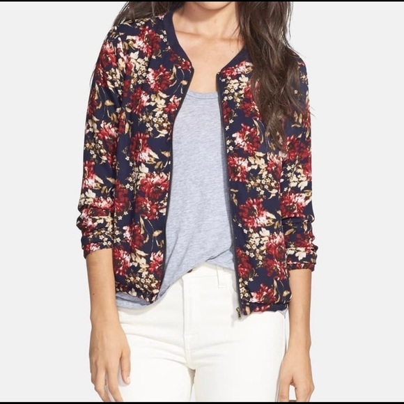 Olive and oak floral bomber jacket size M - Picture 1 of 8